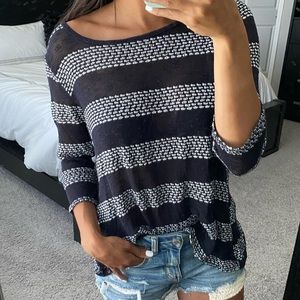 Ava James Black & White Striped Sweater